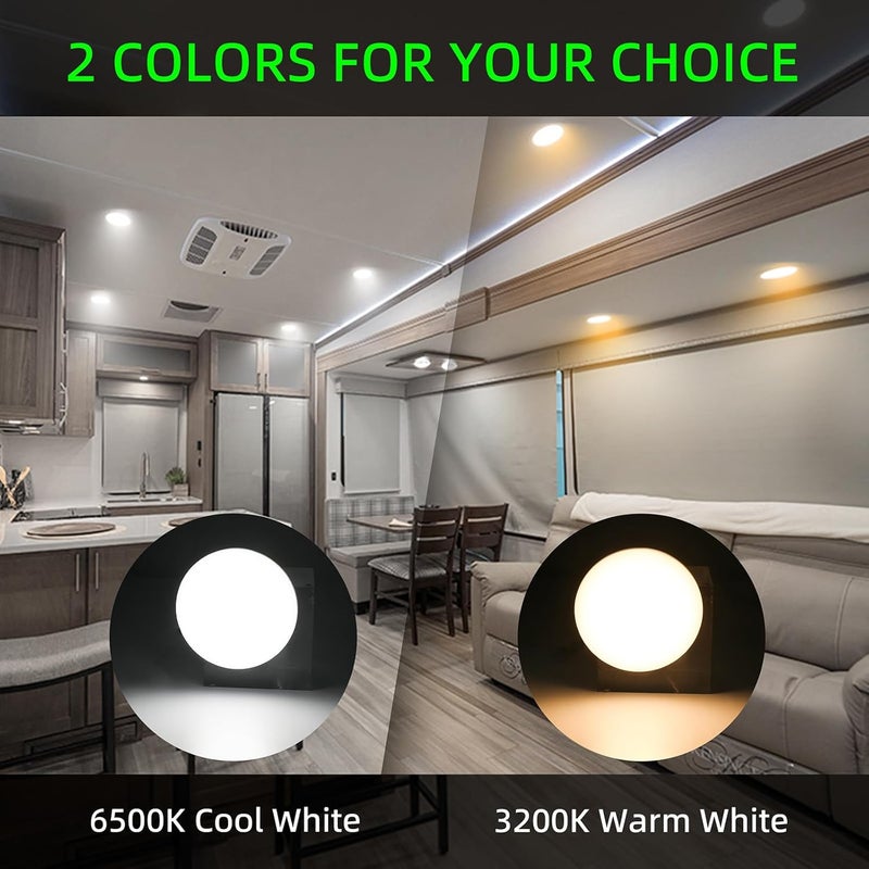 ULITECO RV Light Interior 12V, 4.5Inch RV Ceiling Dome Light, RV LED Puck Light with ON/Off Switch, 500LM Camper Lights Fixture for RV Boat Camper Trailer (3200K Warm White, 2PCS) - Image 3